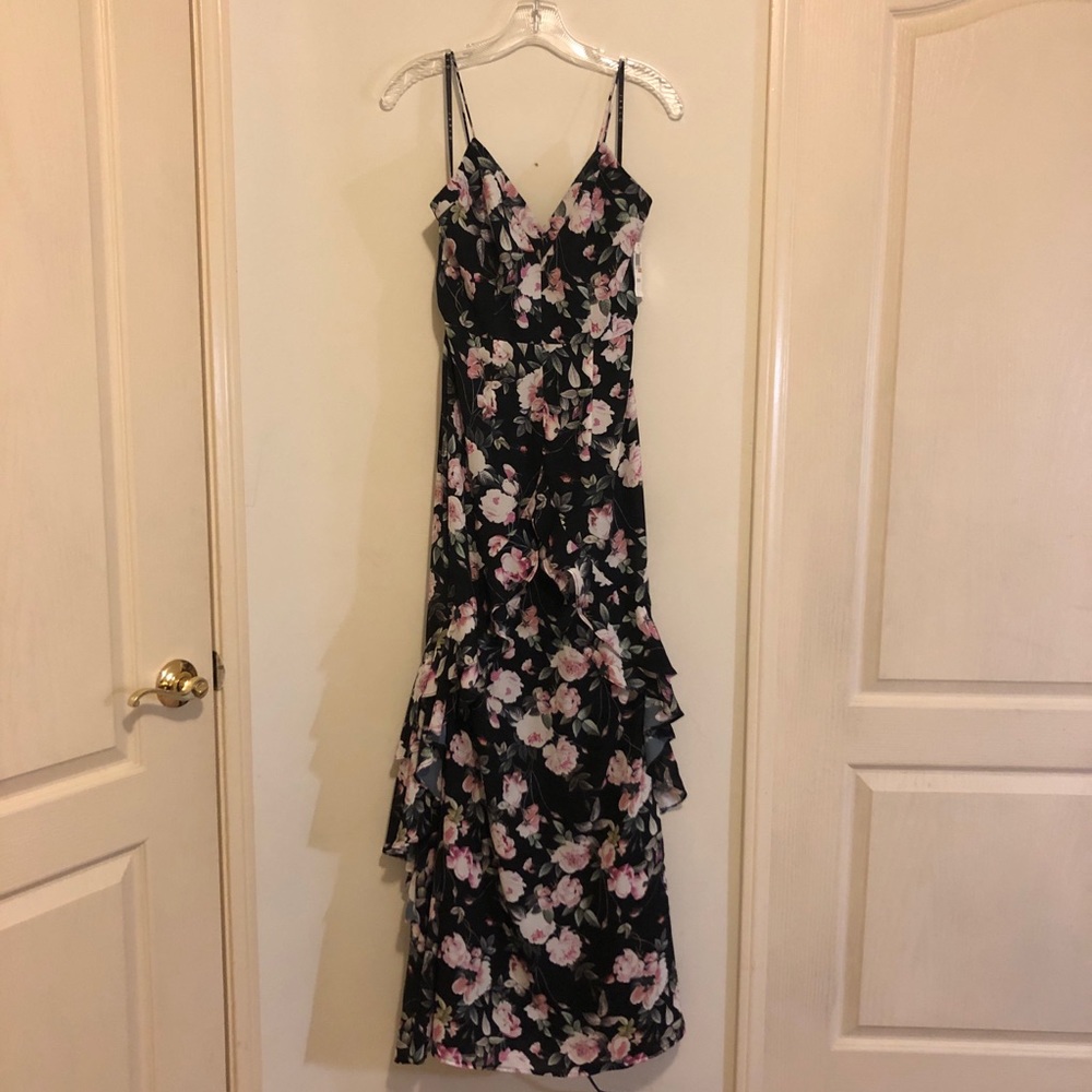 Rose print maxi dress